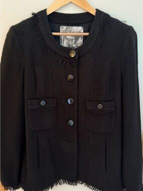 mac & jac Black Fringe-Trim Button Jacket